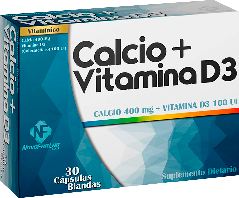 Calcio + Vitamina D3 Novafar · Caja × 30 Tabletas